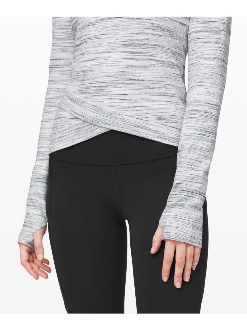 Lululemon Close to Crossing Long Sleeve MEDIUM space dye gray activewear tops - Picture 4 of 12